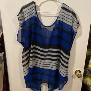 COPY - Size 2 or 18/20 Torrid blue black and white stripe blouse